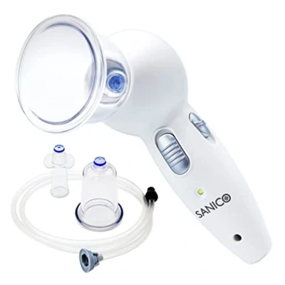 Abbildung von SANICO SKIN PERFECT Vakuum Massager, elektrische Schröpf Massage, Cellulite Behandlung, intensive Saug Massage mit 3 Saugglocken, individuell anpassbare Saugkraft