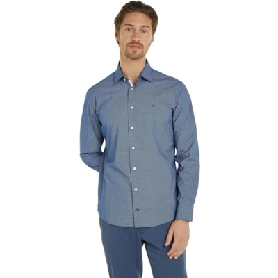 Abbildung von Tommy Hilfiger Herren Hemd Langarm, Blau (Anchor Blue / Optic White), 37