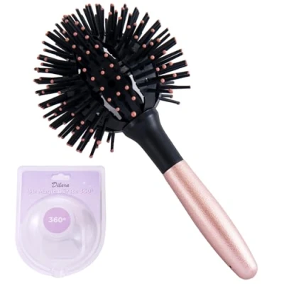 Abbildung von 3D Kugelbürste 360 Rundbürste für Voluminöse Wellen, Locken &amp; Beach Waves, Ideal zum Föhnen, Drehen Stylen der Haare Bomb Ball Curl Brush