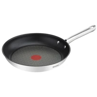 Abbildung von Tefal Duetto Pfanne A70408 32 cm leichte Reinigung sichere Antihaftversiegelung Temperaturindikator Thermo Spot gesundes Kochen Edelstahl Kochgeschirr Anbraten Induktion