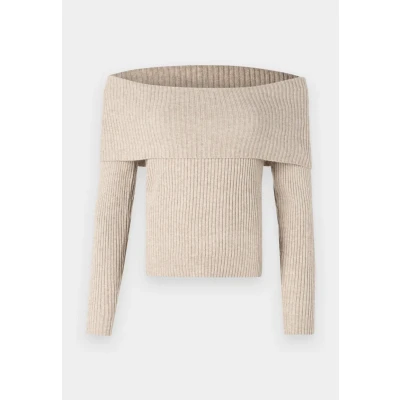 Abbildung von ONLY Onlkatia OFF Shoulder Strickpullover, Damen, Größe: Medium, Mocha meringue melange