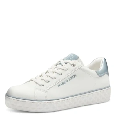 Abbildung von MARCO TOZZI Damen Sneaker flach Vegan Freizeit, Mehrfarbig (White/lt.Blue), 39 EU