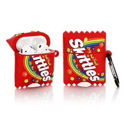 Abbildung von YIGEYI Silikon Hülle Kompatibel mit Airpods 1 &amp; 2 Funny Cute 3D Cartoon Case Cover[Spaß Snacks Serie] (Skittles)