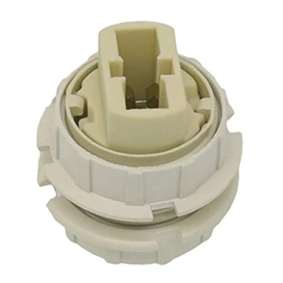 Abbildung von G9 Halogenlampen Fassung mit Steckanschluss M10x1 ISO Feingewinde Isolierhaube &amp; 2x Schraubringe 20,8x2 für Halogen und LED Leuchtmittel