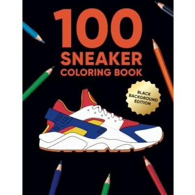 Abbildung von 100 Sneaker Coloring Book Black Background Edition: A for Adults and Kids
