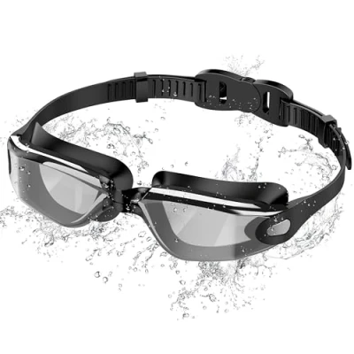 Abbildung von Ambienden Schwimmbrille, Anti Fog Schwimmbrille mit klarer Sicht, UV Schutz, Schnellverstellung, Silikondichtung, Unisex für Erwachsene und Jugendliche, Schwarze Elektroplattierung