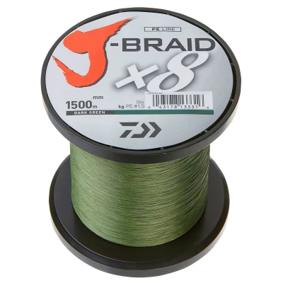 Abbildung von Daiwa J Braid X8 0.10mm 1500m d.green Geflochtene Schnur