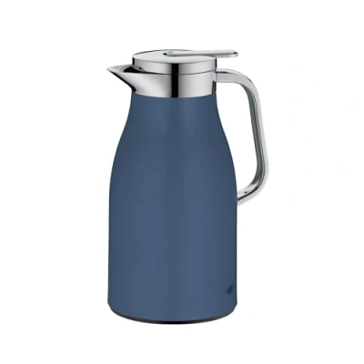 Abbildung von alfi SKYLINE 1,0l, deep water, Edelstahl Isolierkanne mit hygienischem Hartglaseinsatz, Drehverschluss bequemer Drucktaste, ergonomischer Griff, ideal als Kaffeekanne, Teekanne, BPA frei