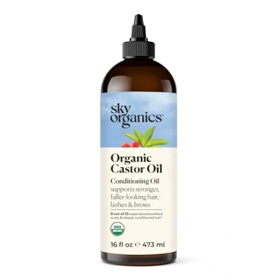 Abbildung von Sky Organics Bio Rizinusöl Volumengebendes Haaröl Kopfhaut, Wimpern, Brauen Reines kaltgepresst Natürlicher Conditioner Omega Fettsäuren, Vegan Schönheit, Haarpflege 16 Unzen