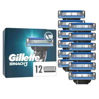 Abbildung von Gillette Mach3 Standard Rasierer für Männer, 12 Ersatzklingen, mit Gleitstreifen ein sanftes Gleiten und NEUER Klingenbeschichtung