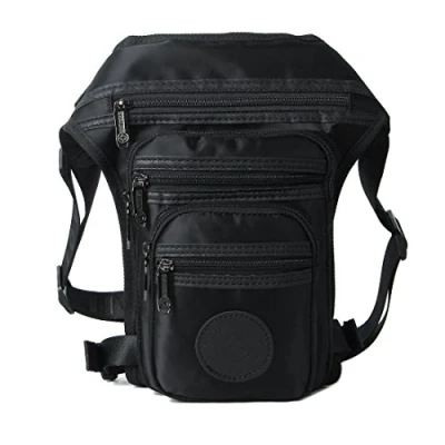 Abbildung von Xieben Nylon Drop Bein Tasche Für Herren Frauen Bauchtasche Reisen Wandern Motorrad Fahren Hüfte Gürteltasche Schwarz
