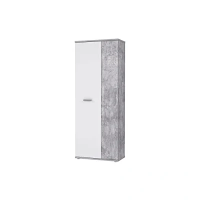 Abbildung von FORTE NET106 Schrank 70, Schuhschrank, Garderobenschrank, Abstellraum, Drehtürenschrank, 2 türig mit Einlegeböden, Weiß Holzdekor: Sandeiche, 69 cm breit x 179 hoch 35 tief