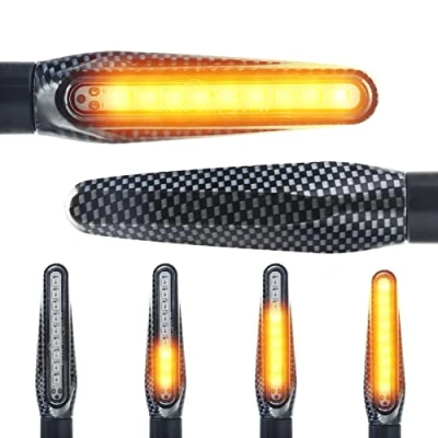 Abbildung von Area1 Motorrad LED Blinker E geprüft Set (2 Stück) M10 mit Lauflichteffekt kompatibel (AD11 Carbon (Blinker))