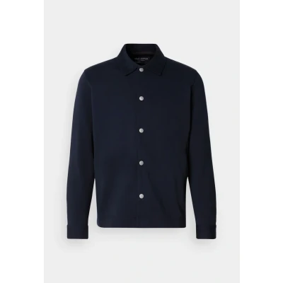 Abbildung von Marc O&#039;Polo Overshirt Clean Metal Buttons Sideseam Pockets Sweatjacke, Herren, Größe: Small, Dark navy