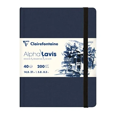 Abbildung von Clairefontaine 975961C Lavis Zeichenbuch mit festem Einband, Fadenbindung, DIN A5 14,8x21cm, Hochformat, 40 Blatt elfenbein 200g, 1 Stück