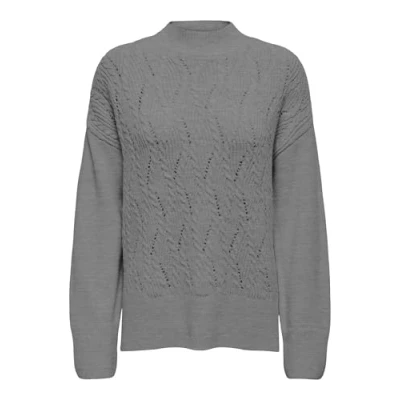 Abbildung von ONLY Onlleise Freya HIGH NECK Strickpullover, Damen, Größe: XS, Medium grey melange