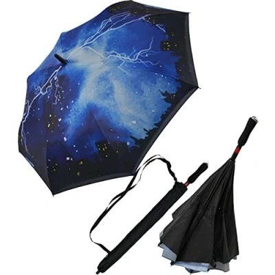 Abbildung von iX brella Reverse Regenschirm Automatik umgedreht zu öffnen Thunderstorm Gewitter