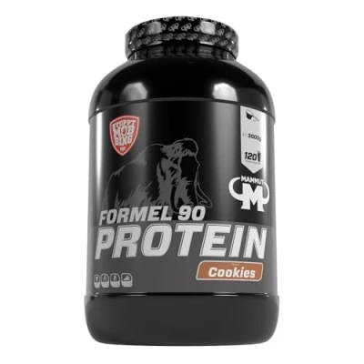 Abbildung von Mammut Nutrition Formel 90 Proteinpulver Cookies 3kg 4 Komponenten Whey Protein Pulver mit Sojaproteinisolat, Milchprotein, Eiprotein &amp; Vitamin B6 77% Eiweiß