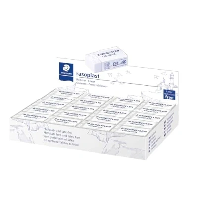 Abbildung von STAEDTLER 526 B40 Radierer rasoplast phtalat und latexfrei, 16 x 13 33 mm, Schachtel mit 40 Stück, weiß