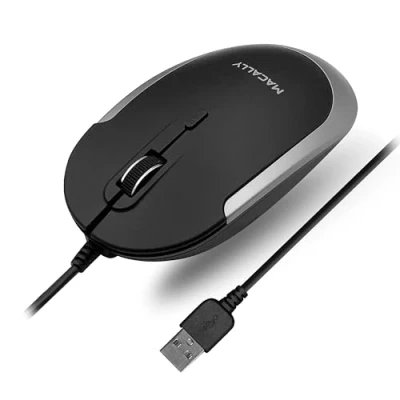 Abbildung von Macally Silent Wired Mouse Slim &amp; Compact USB for Apple Mac or Windows PC Laptop/Desktop Designed with Optical Sensor DPI Switch Simple Comfortable Computer (Space Gray)