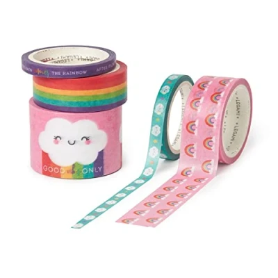 Abbildung von LEGAMI 5 Stück Papierklebeband, Band pro Streifen, Ø 4,5 cm, H max 3 cm L m, Rainbow, bunt zum Kleben, Dekorieren und Personalisieren