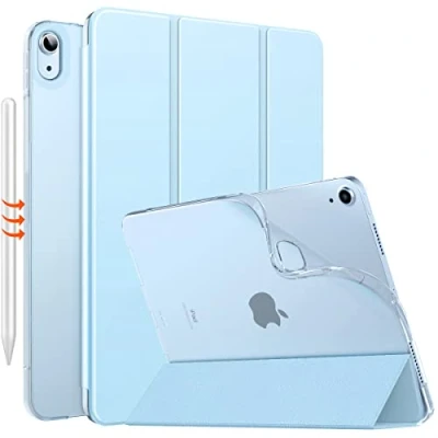 Abbildung von MoKo für iPad Air 6. Generation 11 Zoll Hülle M2 2024/iPad 5./4. Gen 2022/2020, Transluzent Matt Weich TPU Rückseite Hülle, Unterstützt Pencil Pro/2/USB C, Himmelblau
