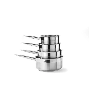 Abbildung von HENDI Stielkasserolle 1,5 Liter ø 16 x 7,5 Materialstärke: 2,5 mm punktgeschweißter Griff 3 lagig Edelstahl + Aluminium Profi Line, Gastro Stieltopf