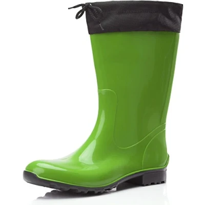 Abbildung von Ladeheid Gummistiefel Damen mit Stulpe Wasserdicht Regenstiefel für Jede Jahreszeit LA 968(Grün/Schwarz, 36 EU)