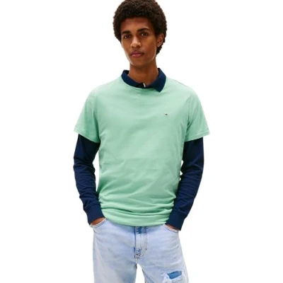 Abbildung von Tommy Jeans Herren T Shirt Kurzarm Original Slim Fit, Grün (Cloudy Jade), S