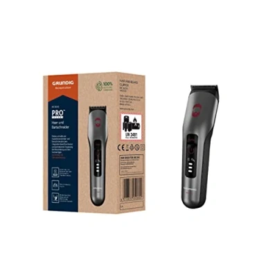 Abbildung von GRUNDIG ProClub MC 8030 Haar und Bartschneider, mit BeardCare Sensor, Titanium Blades Technologie, 2 Kämme für unterschiedliche Schnittlängen, lange Laufzeit, Wet &amp; Dry, Dunkles Mattchrom/Rot