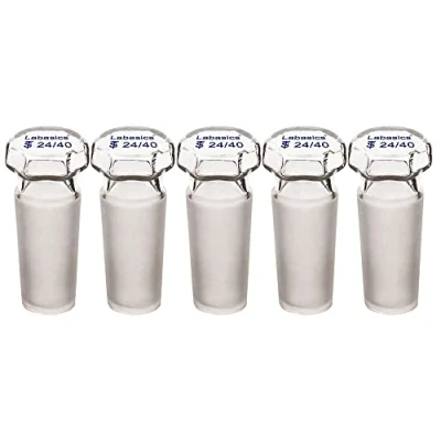 Abbildung von Labasics 5er Pack Glas Sechskantkopf Hohler Glasstopfen, Sechseckigem Kopf Glass Stopfen für 24/40 Außengelenk mit geschlossenem Boden
