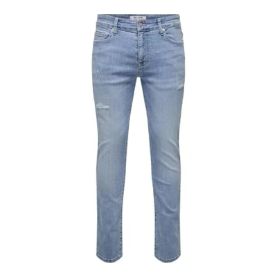 Abbildung von Only &amp; Sons Onsloom Destroy Jeans Slim Fit, Herren, Größe: 31x30, Light blue denim