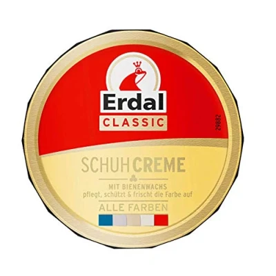 Abbildung von Erdal Classic Schuhcreme mit Bienenwachs pflegenden Ölen, pflegt, schützt und frischt die Farbe auf, 1er Pack, 1 x 75 ml, farblos