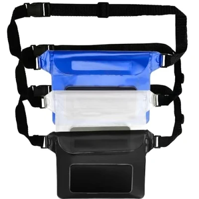 Abbildung von Belle Vous (3er Pack) Handyhülle Wasserdicht Unisex/Universal Handy wasserdichte Hülle mit Hüftgurten Unterwasser zum Schwimmen, Bootfahren, Strand, Kajakfahren, Wandern &amp; Angeln