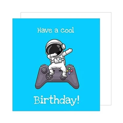 Abbildung von Edition Seidel Premium quadratische Geburtstagskarte mit Umschlag. Glückwunschkarte Happy Birthday Billet Karte Mann Frau Jugendliche Kinder Gamer Controller Astronaut (GQ141)