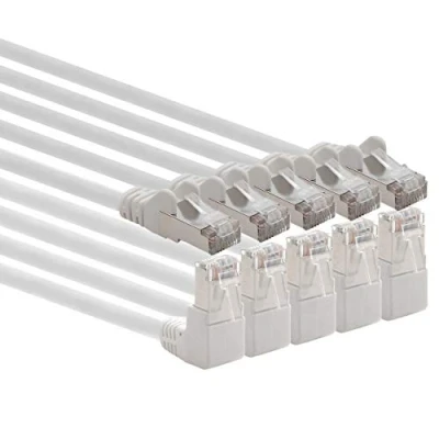 Abbildung von 1aTTack.de 366193 Cat.6 Netzwerkkabel Winkel 90 Grad 2m weiß 5 Stück Cat6 Patchkabel (SFTP PIMF) 1000Mbit/s Rj 45 Stecker x Meter