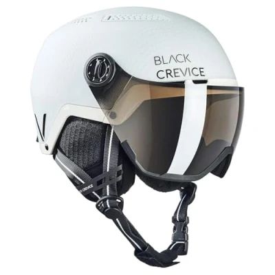 Abbildung von Black Crevice Skihelm Chamonix mit Visier, matt weiß Carbon/schwarz, S (51 54 cm)…