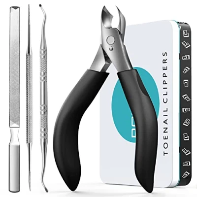 Abbildung von RONAVO Präzision Nagelschere Fussnägel Set.Robuster professioneller Nagelknipser für dicke und eingewachsene Zehennägel, große Zehennagelschere ältere Menschen/Herren/Frauen, Metall Geschenkboxen