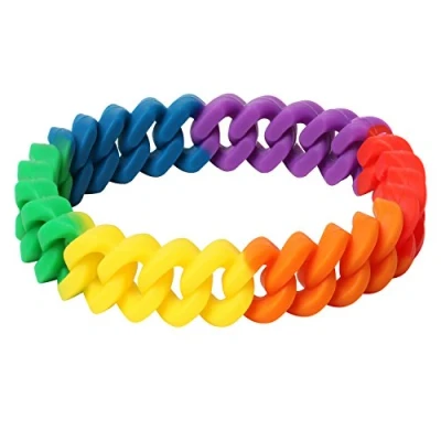Abbildung von TRIXES LGBTQ Pride Armband Regenbogen Accessoire Silikonarmband für Festivals Rainbow Stolzmarsch Stolze Mode Dehnbar alle Partykleidung