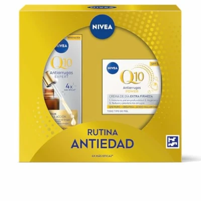Abbildung von Nivea Q10 Anti Falten Aging Tagescreme und Serum mit doppelter Wirkung