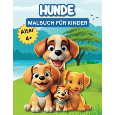 Abbildung von Hunde Malbuch für Kinder: Lustige Malvorlagen Mädchen &amp; Jungen ab 4 Jahren mit süßen Hunden und Welpen