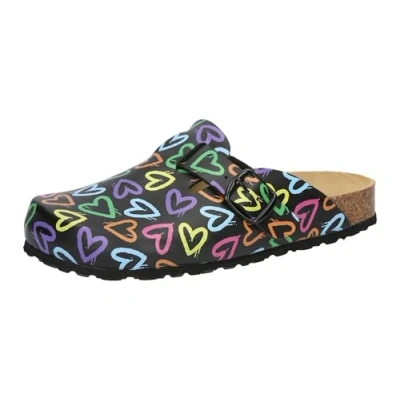Abbildung von Lico Damen Bioline Clog Print Pantoletten, Schwarz, 41 EU