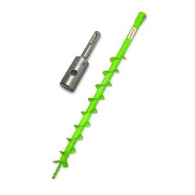Abbildung von WERHE Erdbohrer für bohrmaschine mit SDS Plus adapter ⌀60 mm, 80cm länge Brunnenbohrer, Baumpflanzung, erdlochbohrer, Pfahlbohrer, Durchlässenbohrer Präzise Bohrspitze und Hartmetallklingen