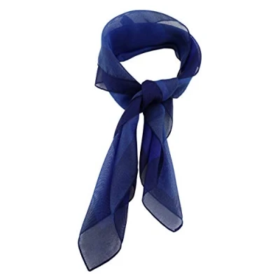 Abbildung von TigerTie Damen Chiffon Nickituch in royal dunkelblau mit Bordüre Größe 58 cm x