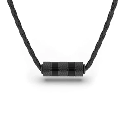 Abbildung von SERASAR Lederkette Herren Leder Kette mit Edelstahl Anhänger 50cm schwarz Lederkordelkette Schmuck Schatulle Echtleder Geschenk für Schmuckband Gothic Emo Teufel Satan