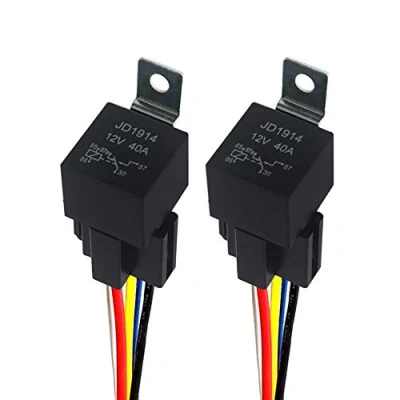 Abbildung von QitinDasen 2 Stück 5 Polig Auto Relais, 12V 40A SPDT KFZ Relais mit Kabelbaum Steckdose und 14/16 AWG Vorverkabelt, für PKW LKW Boot (Schwarz)