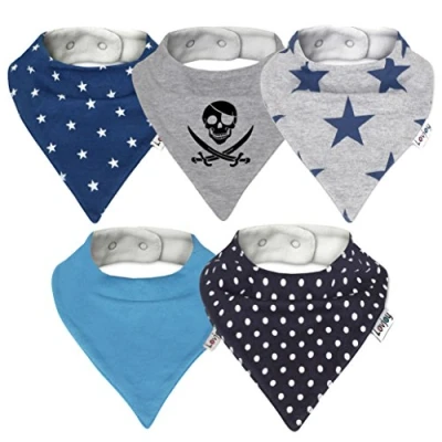 Abbildung von Lovjoy Bandana Baby Halstuch Lätzchen, Dreieckstucher, Für 0 3 Jahre, 5er Pack (Simply blue)