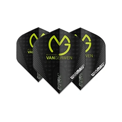 Abbildung von WINMAU MvG Michael Van Gerwen Prism Delta Schwarz und Grün Extra Dicke Dart Flights 1 Sätze pro Packung (3 insgesamt)
