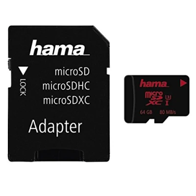 Abbildung von Hama UHS Speed Class 3 microSDXC 64GB Speicherkarte inkl. Adapter