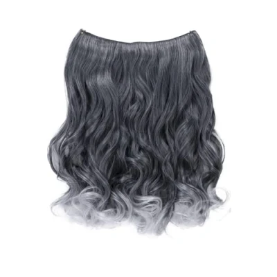 Abbildung von CAISHA 50cm 1 Tresse Extension mit Gummiband Extensions Haarverlängerung Haarteil Leicht Gewellt Grau Mix E110
